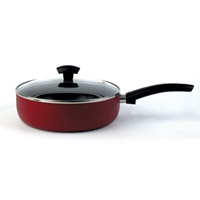 Stew pan with lid is designed to make housewife’s work in the kitchen easier.